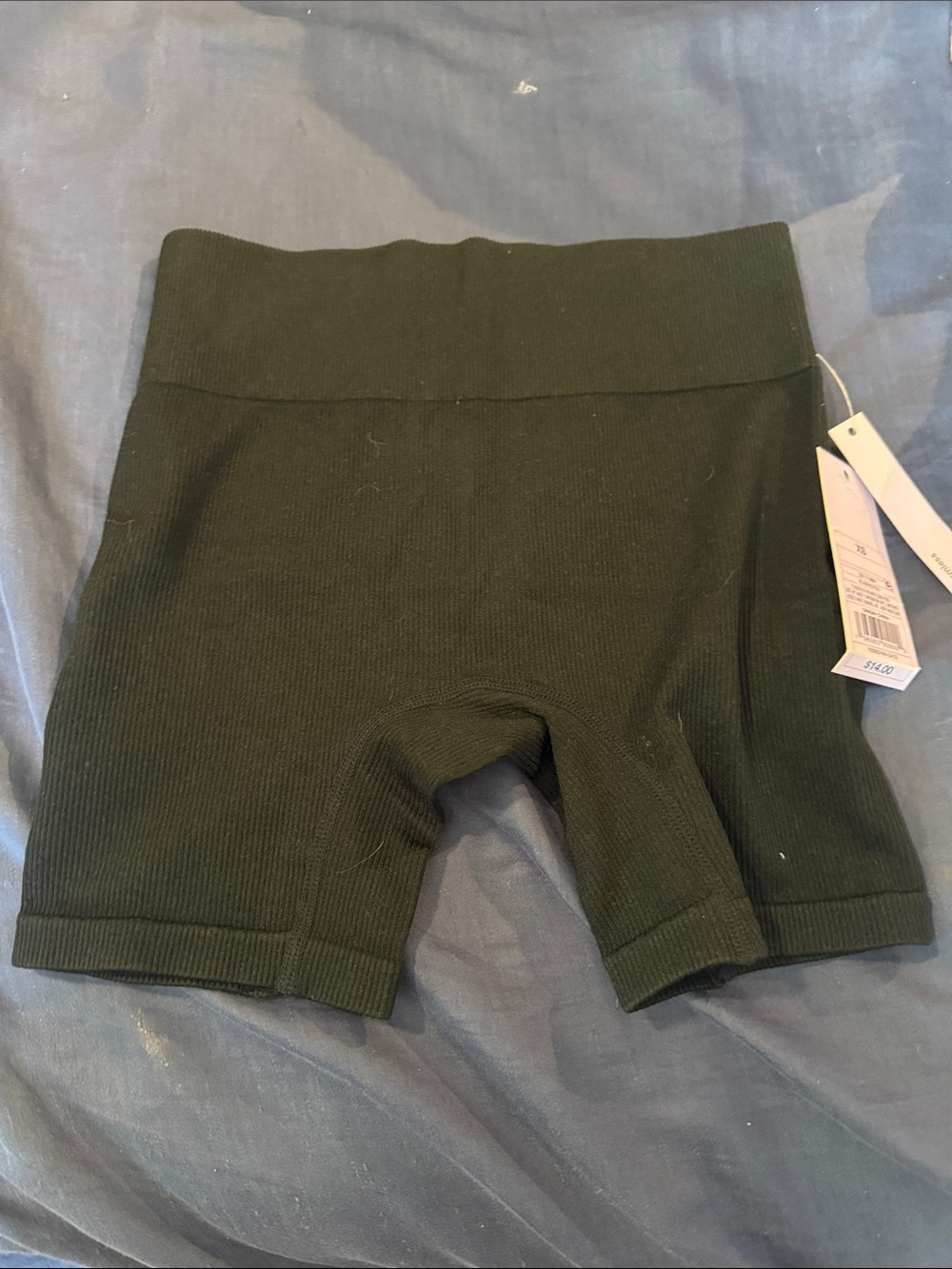 wild fable Olive Ribbed High-Waist Bike Shorts